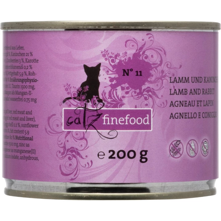 CATZ FINEFOOD - bezzbożowa karma mokra dla kota, jagnięcina i królik 200 g