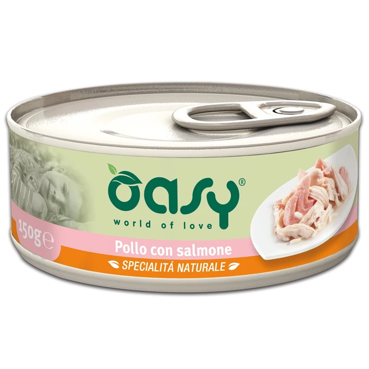 OASY Natural - puszka dla kota - kurczak z łososiem w delikatnej galaretce 70 g