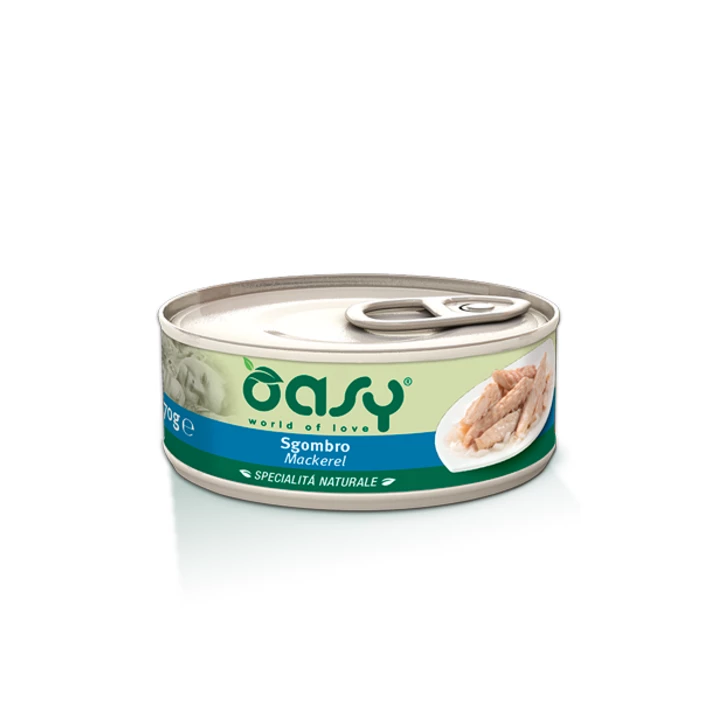 OASY Natural - uzupełniająca, mokra karma dla kota, makrela w delikatnej galaretce 70g