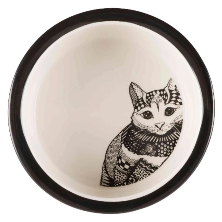 TRIXIE miska ceramiczna dla kota, biało-czarna w kropki 300 ml