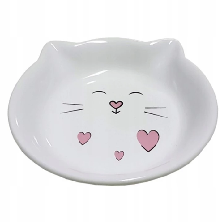 YARRO ceramiczna miska dla kota, z uszkami i uroczym wzorem 14 cm