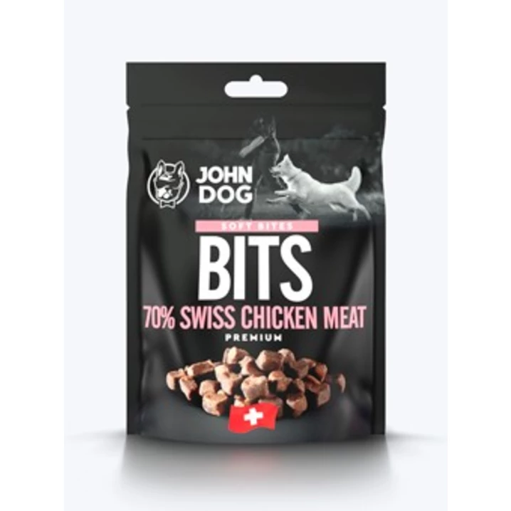 JOHN DOG Soft Bites - półwilgotne, treningowe przysmaki dla psów, szwajcarski kurczak 100 g (DATA WAŻNOŚCI: 17.07.24)