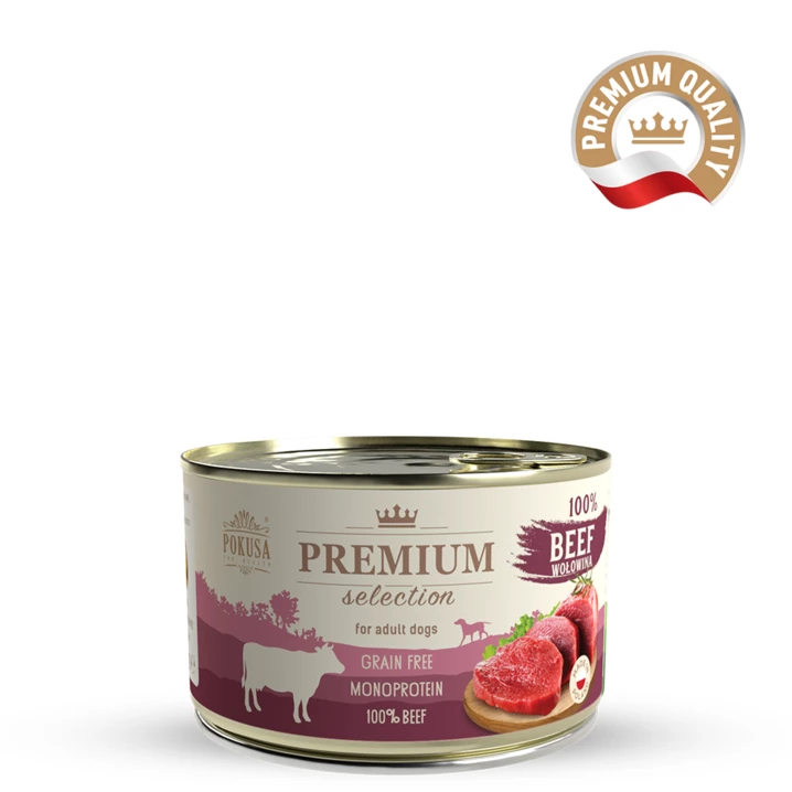 POKUSA Premium Selection - uzupełniająca, monobiałkowa, mokra karma dla psów, wołowina 400g
