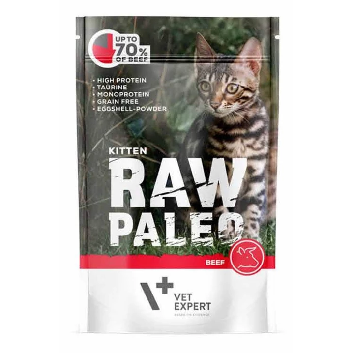 RAW PALEO kitten - pełnoporcjowa, mokra karma dla kociąt, wołowina 100g