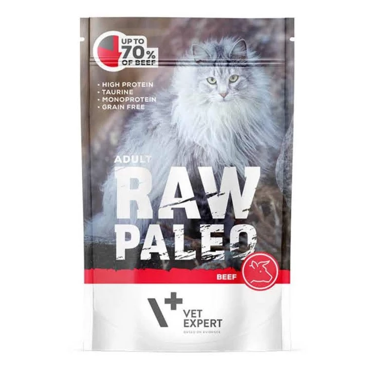 RAW PALEO adult - pełnoporcjowa, mokra karma dla kotów dorosłych, wołowina 100g