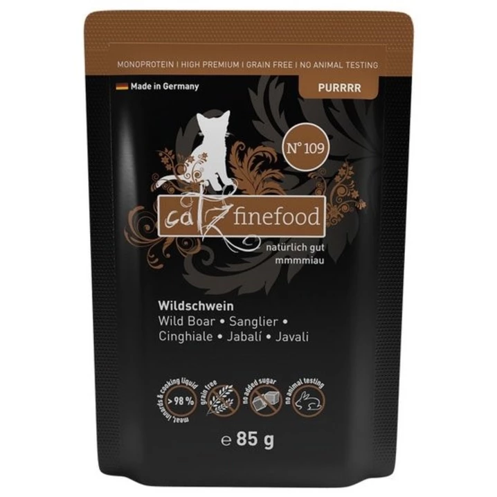 CATZ FINEFOOD Purrrr - bezzbożowa, monobiałkowa, mokra karma dla kota, dzik 85 g