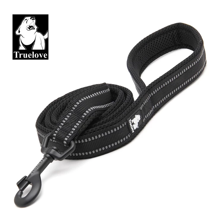 TRUELOVE Active - lekka smycz dla psa ze sportową siateczką i odblaskami 200cm, czarna