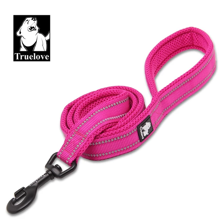 TRUELOVE Active - lekka smycz dla psa ze sportową siateczką i odblaskami 200cm, różowa