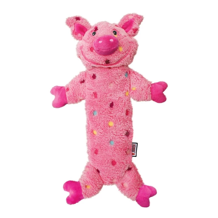 KONG® Low Stuff świnka - długa, pluszowa zabawka dla psa wypełniona szeleszczącą folią 40 cm