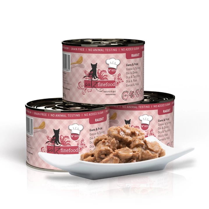 CATZ FINEFOOD Ragout - pełnoporcjowa, mokra karma dla kota, gęś i indyk w sosie 180 g - 3