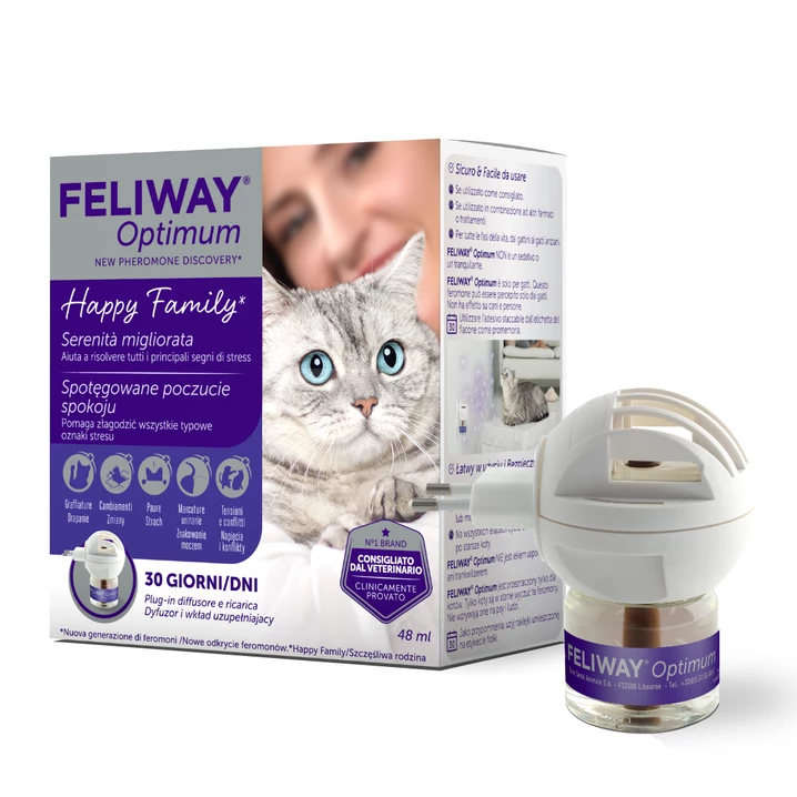 CEVA Feliway  Optimum - feromony uspokajające dla kotów dyfuzor + wkład 48 ml, na 30 dni