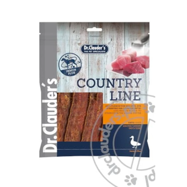 DR. CLAUDER'S Country Snack - mięsne smakołyki dla psów dorosłych i szczeniąt, grube paski z kaczki 170g