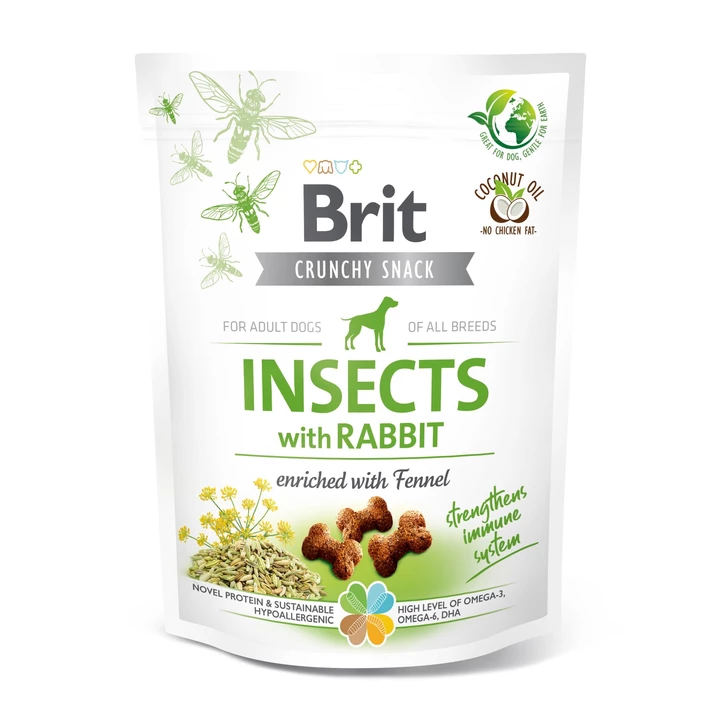 BRIT CARE Insects Crunchy Snacks - chrupiące przysmaki dla psa z białkiem owadów i królika 200g