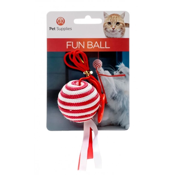 PET SUPPLIES Fun Ball - lekka piłka z grzechotką dla kota, na długim sznurku - 2