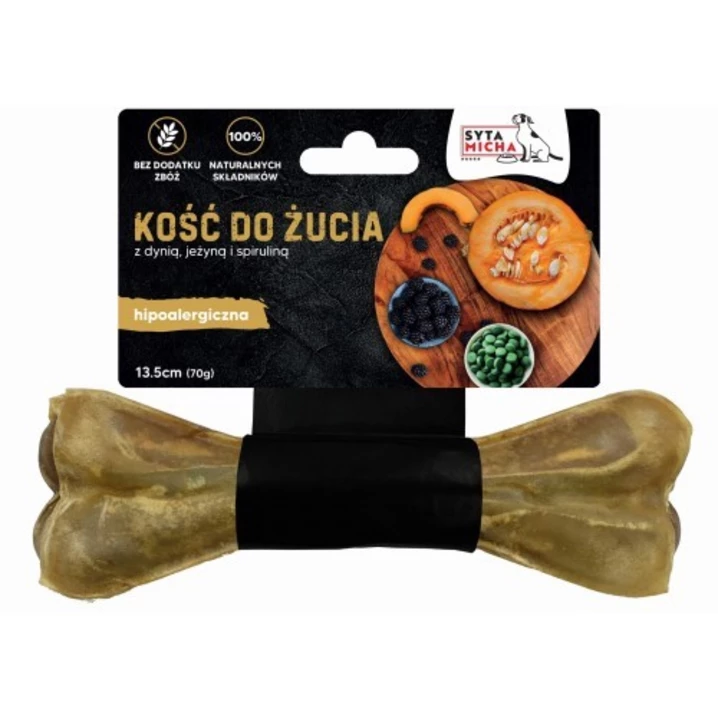 SYTA MICHA kość do żucia - twardy gryzak dla psów, hipoalergiczny z koniną i dynią 13,5cm