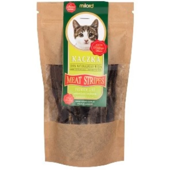 MILORD Meat Stripes - naturalne gryzaki dla kotów, suszona kaczka w paskach 40 g