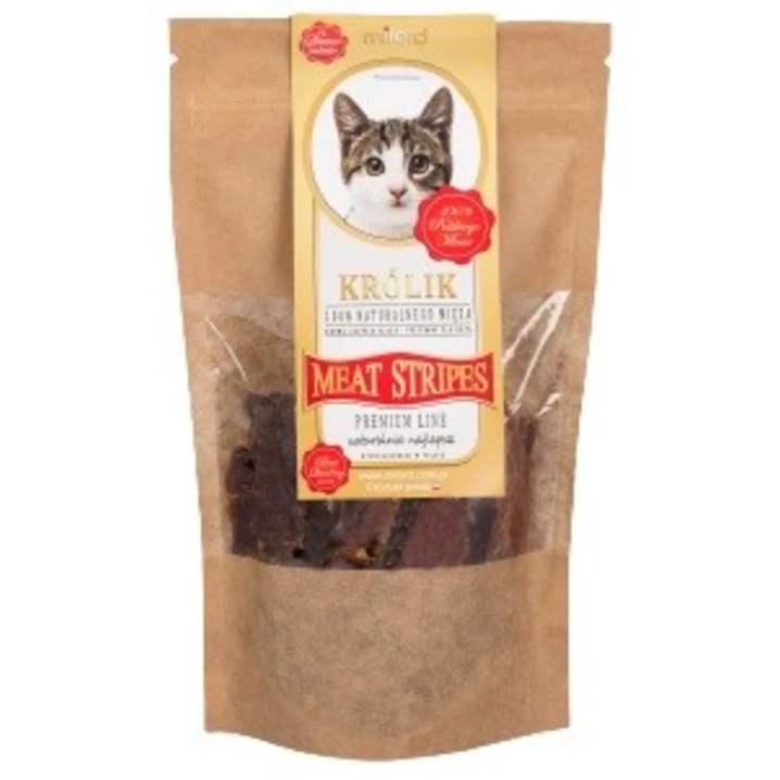 MILORD Meat Stripes - naturalne gryzaki dla kotów, suszony królik w paskach 40 g