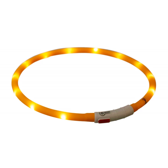 TRIXIE świecąca, silikonowa obroża LED dla psów ładowana przez USB, pomarańczowa
