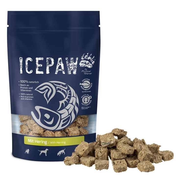 ICEPAW Hering - chrupiące przysmaki treningowe dla psów, filety białych ryb i śledzi 150 g