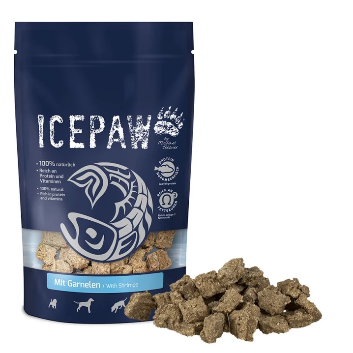 ICEPAW Garnelen  - chrupiące przysmaki treningowe dla psów, filety białych ryb i krewetek 150 g