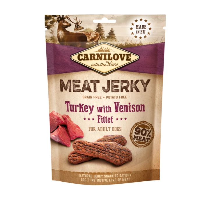 CARNILOVE Meat Jerky - aromatyczne fileciki z indykiem i dziczyzną 100 g