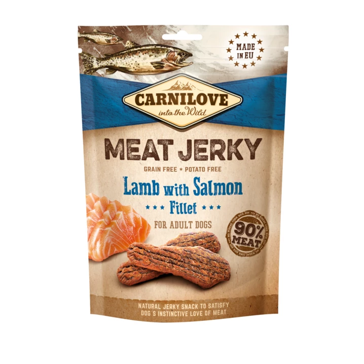 CARNILOVE Meat Jerky - aromatyczne fileciki z jagnięciną i łososiem 100 g