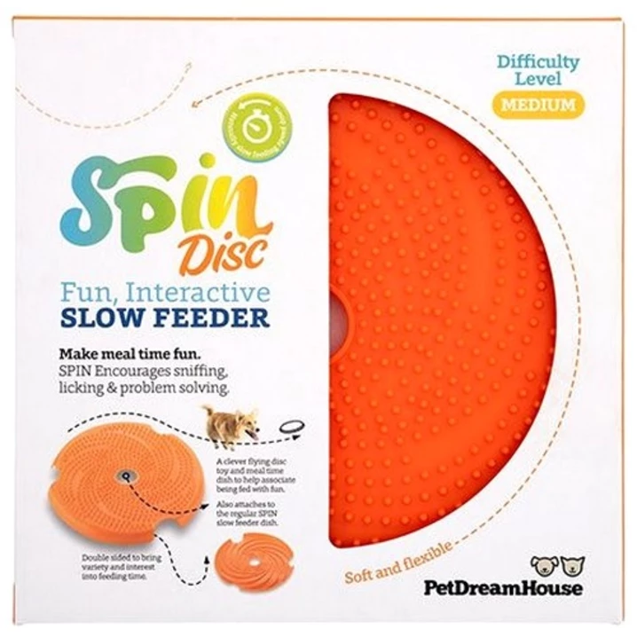 PET DREAMHOUSE LICK FRISBEE ORANGE - frisbee i mata do wylizywania dla psa kompatybilna z miską SPIN, pomarańczowy