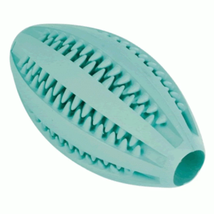 TRIXIE Denta Fun - miętowa piłka rugby dla psa do ukrywania smakołyków, gryzak dentystyczny 11cm
