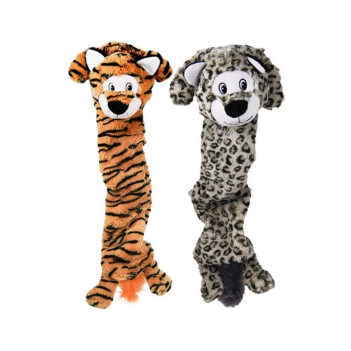 KONG® Stretchezz Jumbo tygrys - długa, pluszowa zabawka z piszczałkami i szeleszczącym wypełnieniem 70 cm - 3