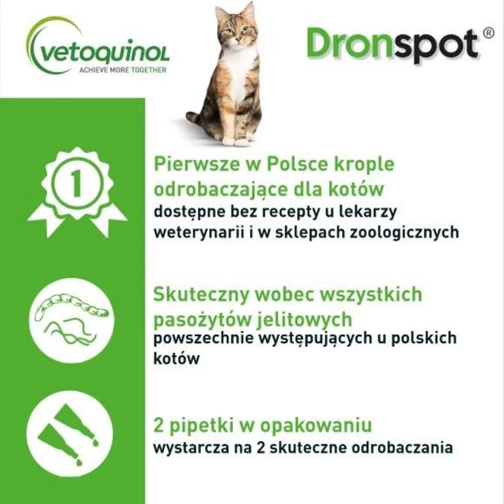 DRONSPOT - krople odrobaczające dla średnich kotów o wadze od 5 do 8 kg 1,12 ml - 2