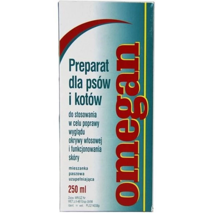 OMEGAN - preparat poprawiający kondycję skóry i sierści dla psów i kotów 250 ml