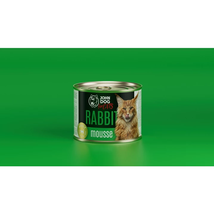 JOHN DOG for cats - monobiałkowa, mokra karma dla kota, mus z królika