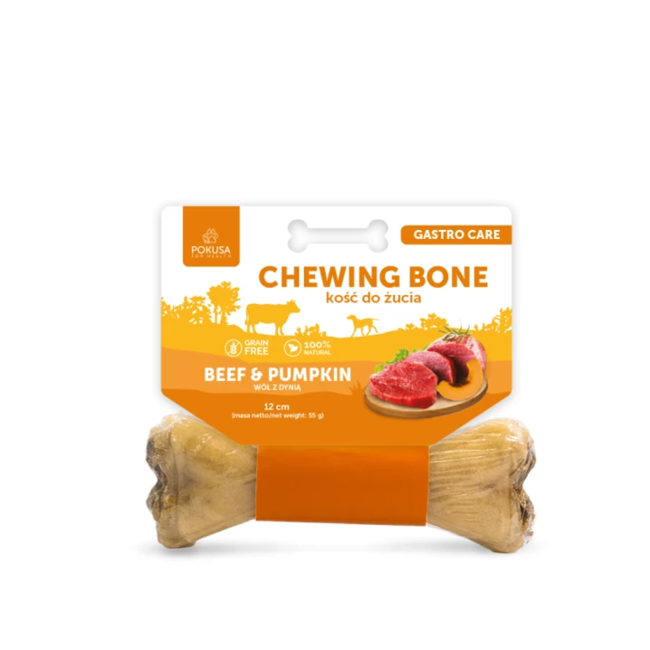 POKUSA Chewing Bone Gastro Care - kość do żucia dla psów z dodatkiem dyni i kamali 12cm