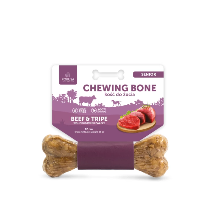 POKUSA Chewing Bone Senior - kość do żucia dla psów z dodatkiem żwaczy i penisów wołowych 12cm