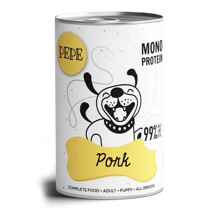 PAKA ZWIERZAKA Pepe - monobiałkowa, mokra karma dla psów w każdym wieku, wieprzowina 400 g