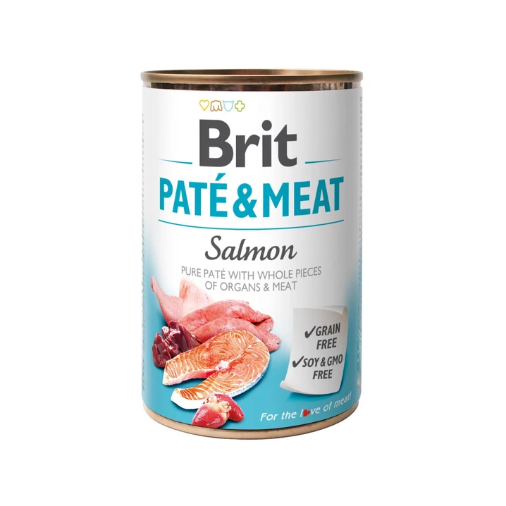 BRIT Pate & Meat Salmon - puszka dla psa w formie musu z kawałkami mięsa, łosoś