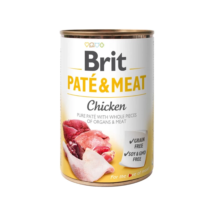 BRIT Pate & Meat Chicken - puszka dla psa w formie musu z kawałkami mięsa, kurczak