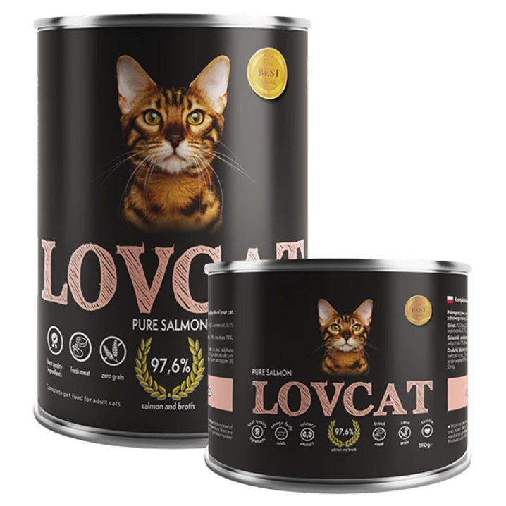 LOVCAT Pure Salmon - monobiałkowa, wysokomięsna, mokra karma dla kota, łosoś