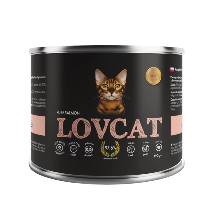 LOVCAT Pure Salmon - monobiałkowa, wysokomięsna, mokra karma dla kota, łosoś - 3