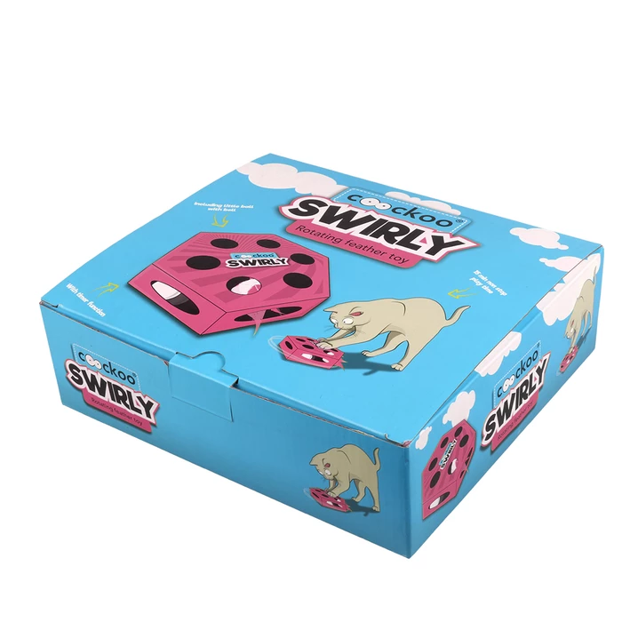 COOCKOO Swirly - interaktywna zabawka dla kota na baterie, z piórkami i piłeczką, różowa - 4