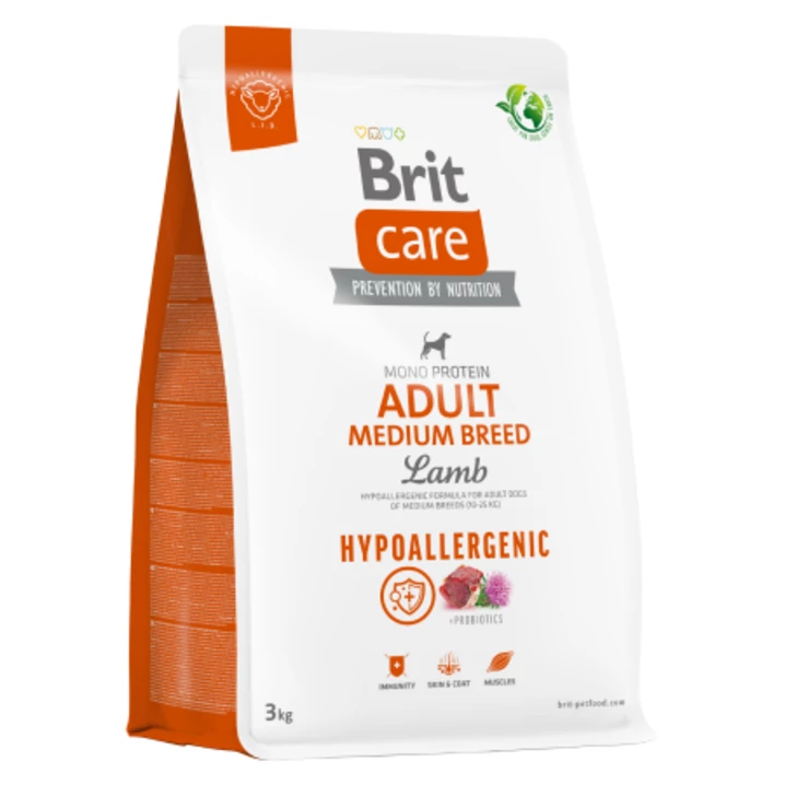 BRIT CARE Hypoallergenic Adult Medium Breed - sucha karma dla dorosłego psa średniej rasy, jagnięcina