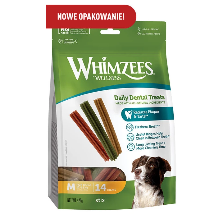 WHIMZEES Stix - gryzaki dentystyczne dla średnich psów M 14 sztuk