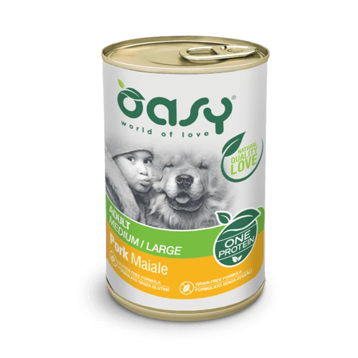 OASY One Protein Adult Medium/Large - monobiałkowa, mokra karma dla psa w formie pasztetu, wieprzowina 400g