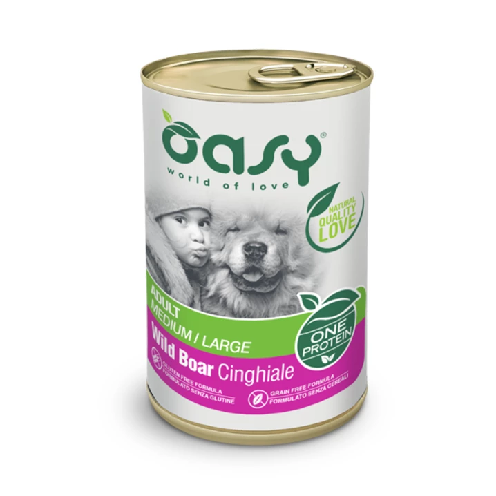 OASY One Protein Adult Medium/Large - monobiałkowa, mokra karma dla psa w formie pasztetu, dzik 400g