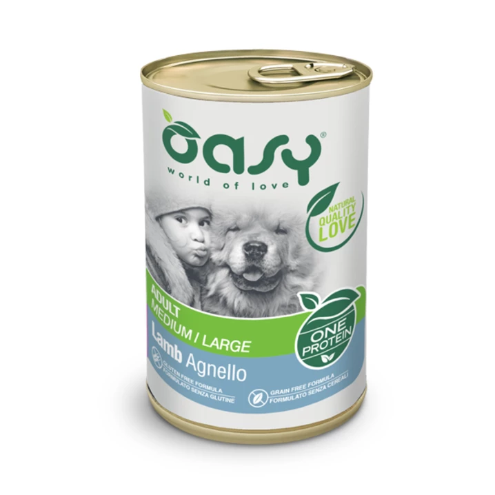OASY One Protein Adult Medium/Large - monobiałkowa, mokra karma dla psa w formie pasztetu, jagnięcina 400g