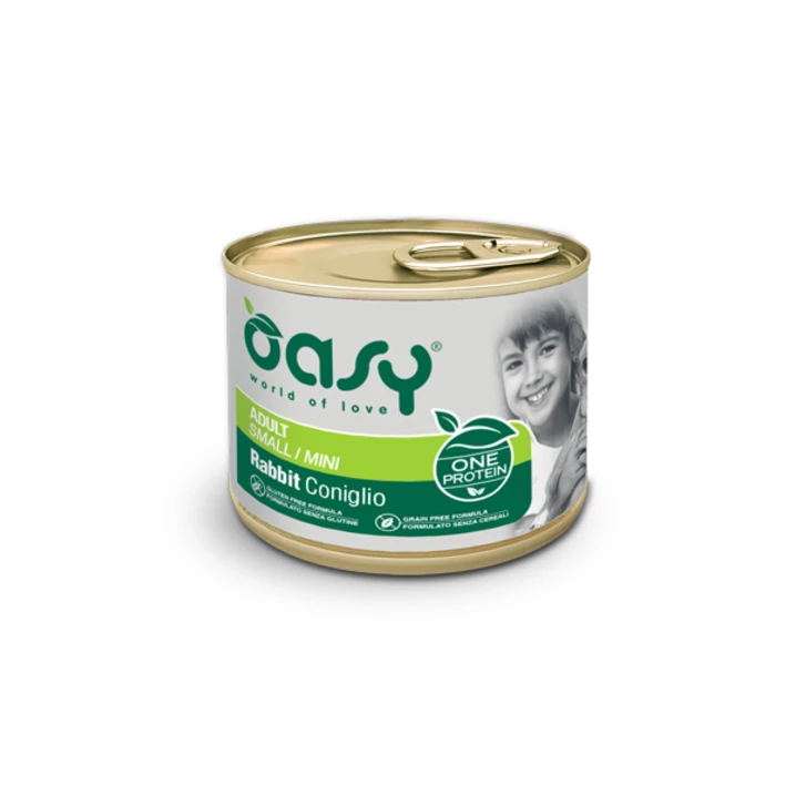 OASY One Protein Adult Small/Mini - monobiałkowa, mokra karma dla psa w formie pasztetu, królik 200g