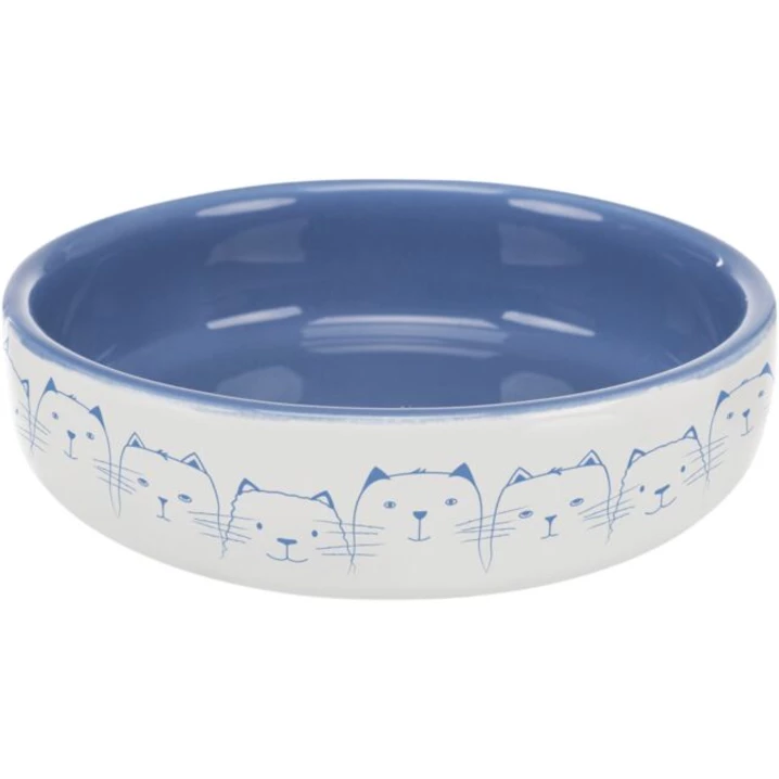 TRIXIE duża miska ceramiczna dla kota, szeroka i niska, niebiesko-biała 300ml - 3