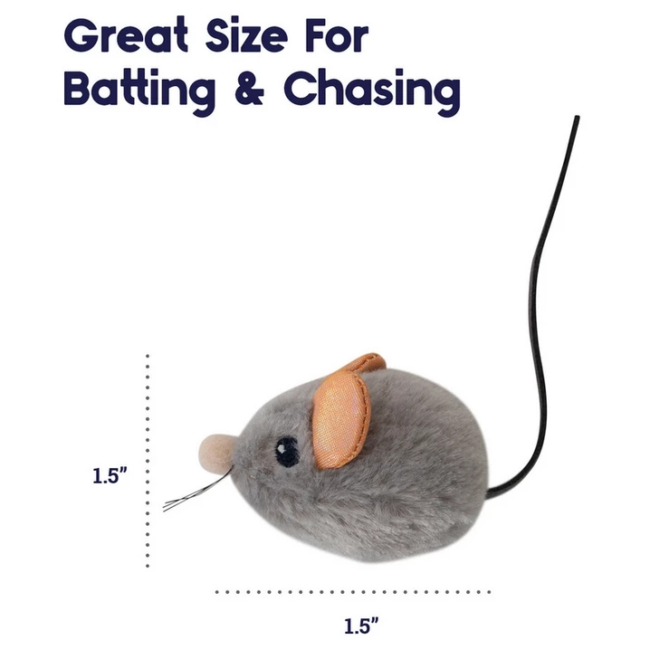 PETSTAGES Squeak Squeak Mouse - piszcząca, pluszowa myszka dla kota aktywowana przez dotyk - 5