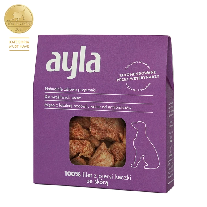 AYLA filet  z piersi kaczki ze skórą - liofilizowane, naturalne przysmaki dla psów, kaczka 28 g