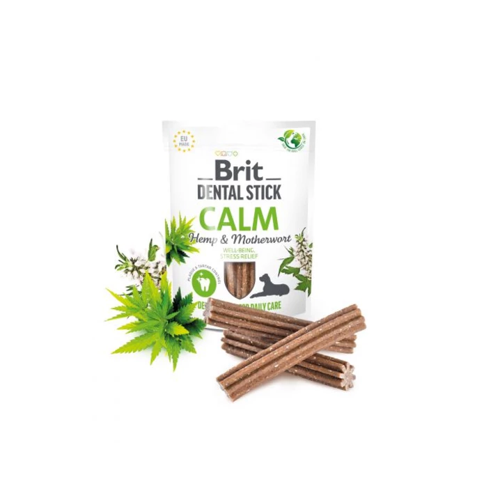 BRIT Dental Stick Calm - dentystyczny gryzak dla psa z dodatkiem konopii i tryptofanu, 7 sztuk, 251 g